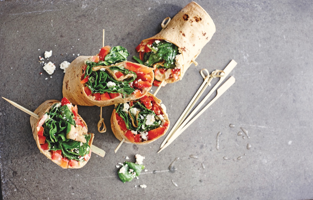 Spinach, Hummus, Bell Pepper and Feta Wraps Edible Nashville